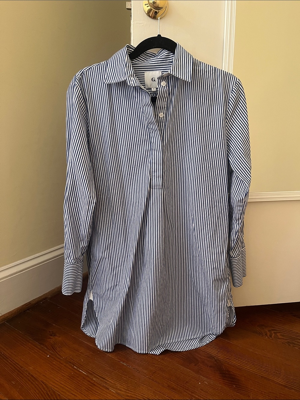 G. Label by Goop (now GWYN) Blue and White Mini Shirtdress Size 0